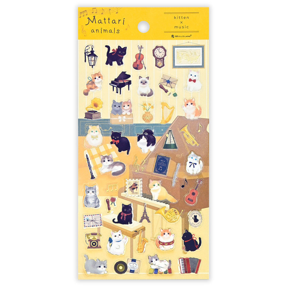 NB Co Transparent Sticker Sheet - Relaxing cat and music