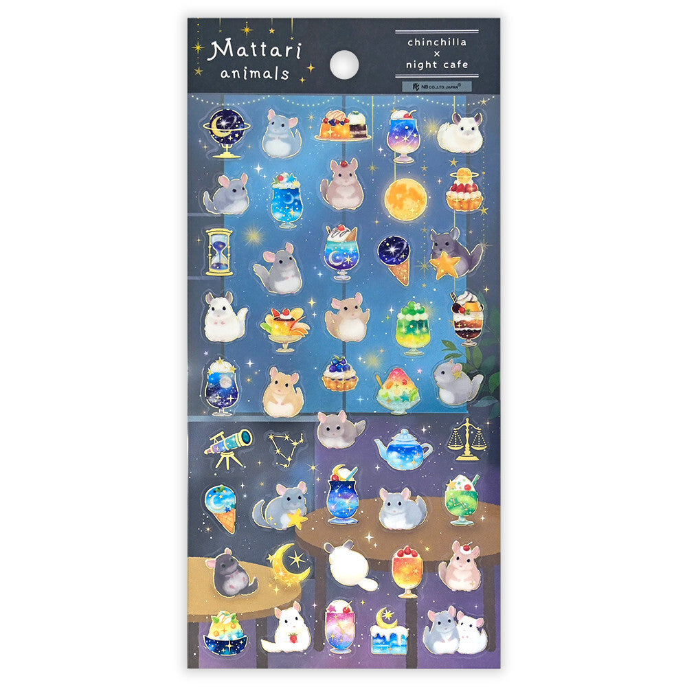NB Co Transparent Sticker Sheet - Relaxing Chinchilla and Night Café