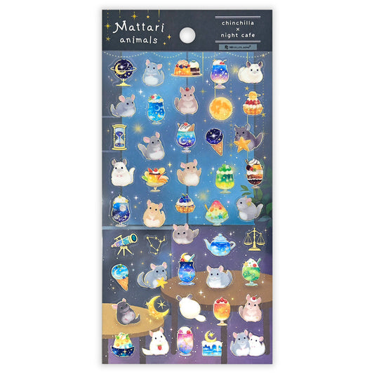 NB Co Transparent Sticker Sheet - Relaxing Chinchilla and Night Café