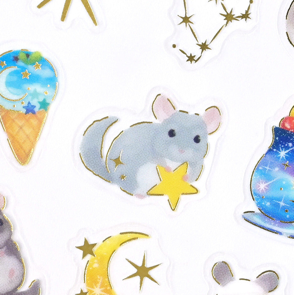 NB Co Transparent Sticker Sheet - Relaxing Chinchilla and Night Café