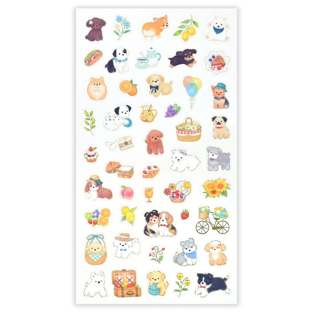 NB Co Transparent Sticker Sheet - Relaxing picnic with a dog