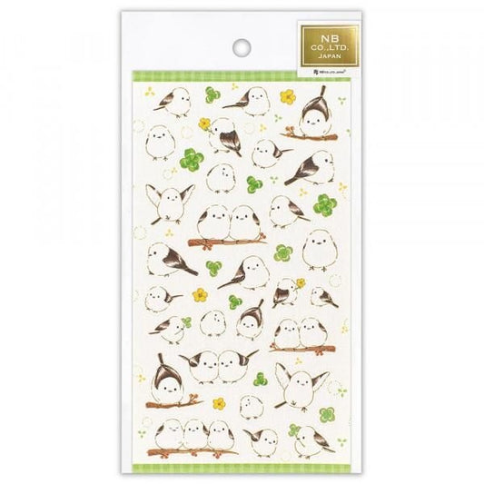 NB Co. Sticker Sheet - Long-tailed Tit Bird & Clover | Papermind Shop