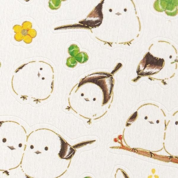 NB Co. Sticker Sheet - Long-tailed Tit Bird & Clover | Papermind Shop