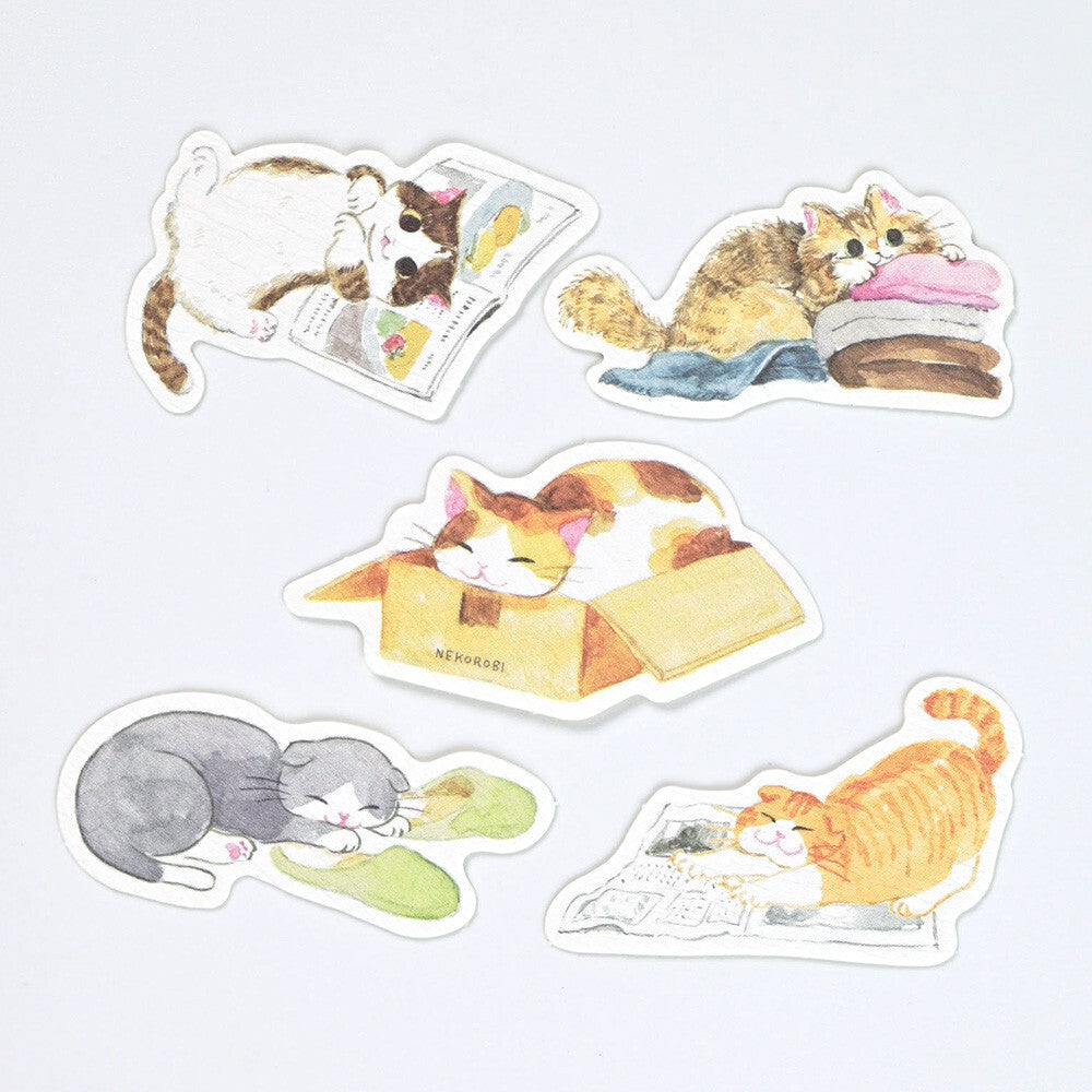 NB Co Nekorobi Flake Stickers - Cats Rolling Around