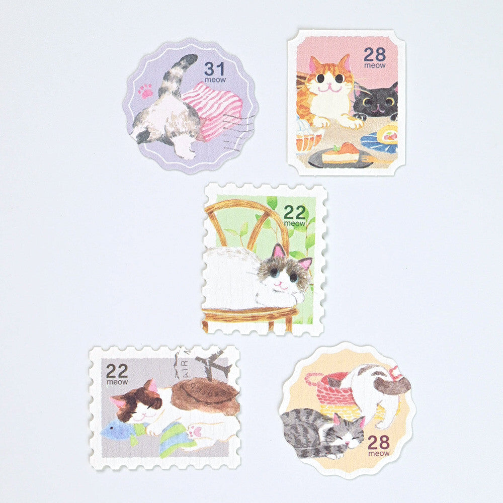 NB Co Nekorobi Flake Stickers - Cats Lying down Stamp Style