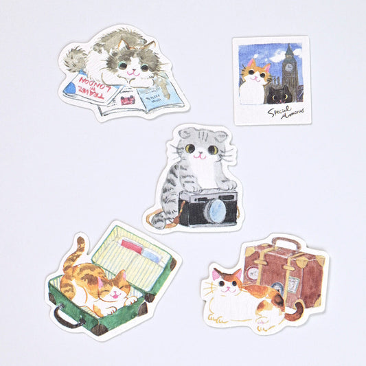 NB Co Nekorobi Flake Stickers - Cats Lying down Travel