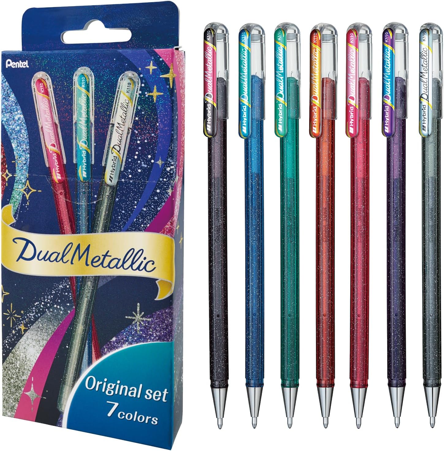 Pentel DualMetallic Glitter-ink Ballpoint Pens Set of 7 Original Colors | Papermind Shop