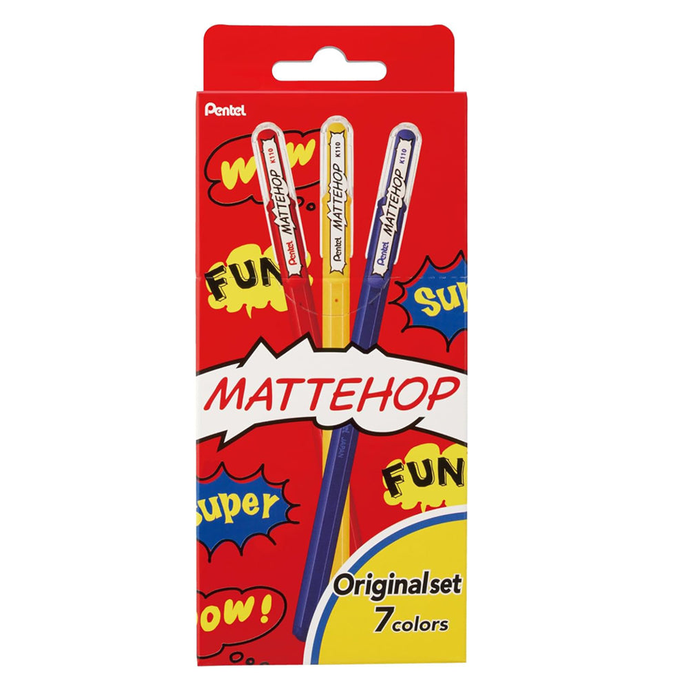 Pentel Mattehop Color Ball Pen 7 Color Set - Original Set