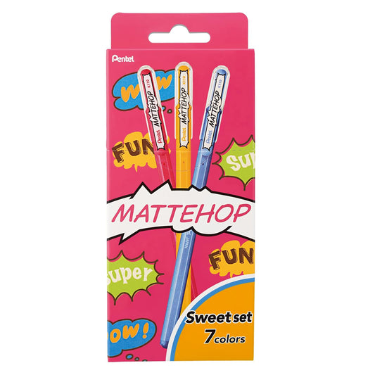 Pentel Mattehop Color Ball Pen 7 Color Set - Sweet Set
