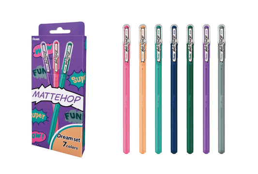Pentel Mattehop Color Ball Pen 7 Color Set - Dream Set