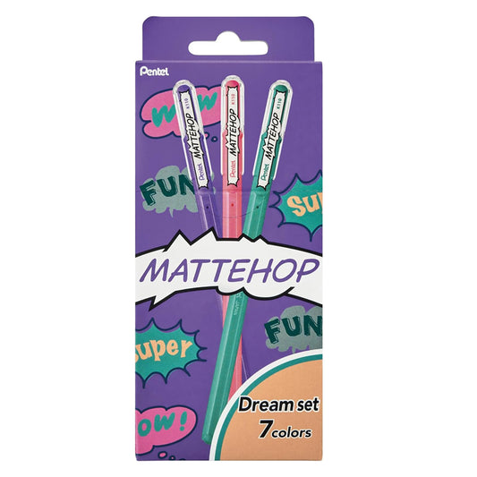 Pentel Mattehop Color Ball Pen 7 Color Set - Dream Set