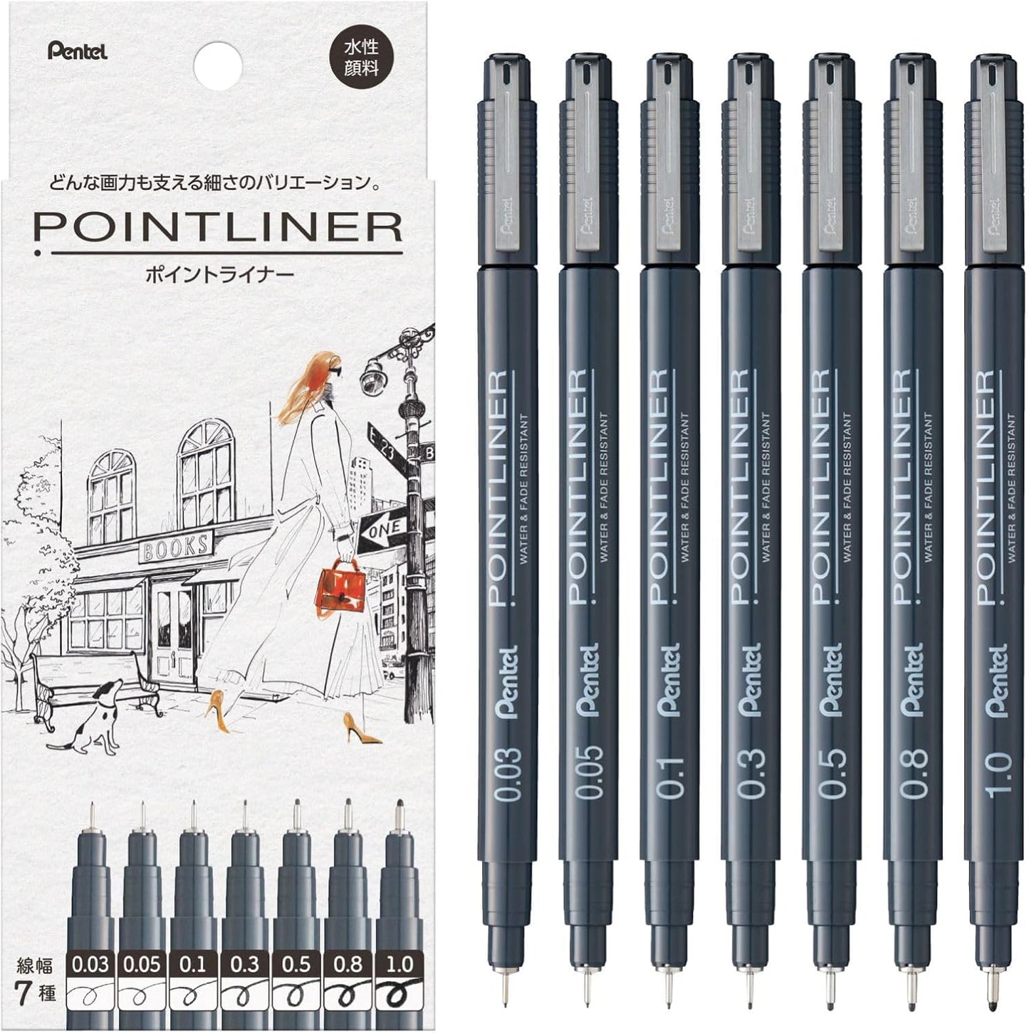Pentel Pointliner - Set of 7 Marker Pens | Papermind Shop