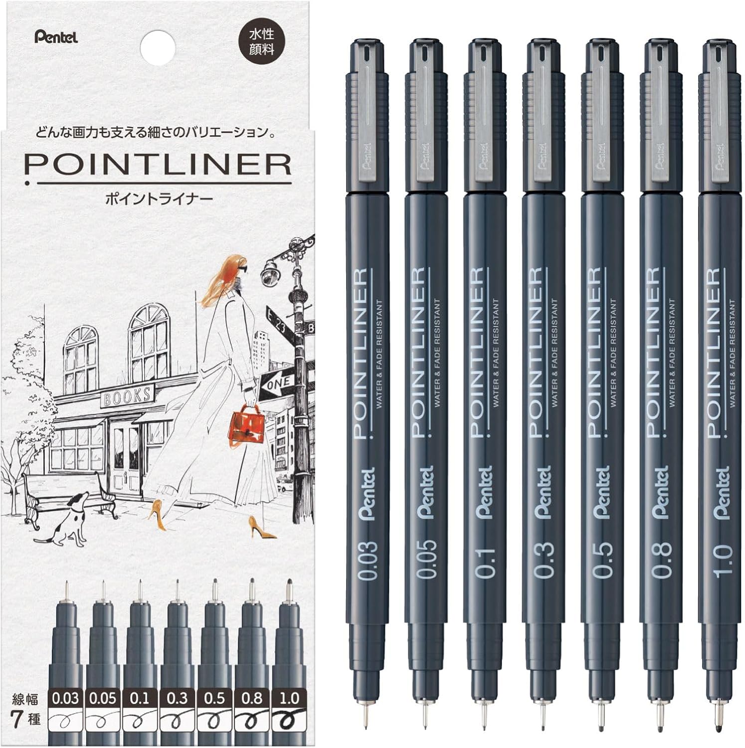 Pentel Pointliner - Set of 7 Marker Pens | Papermind Shop