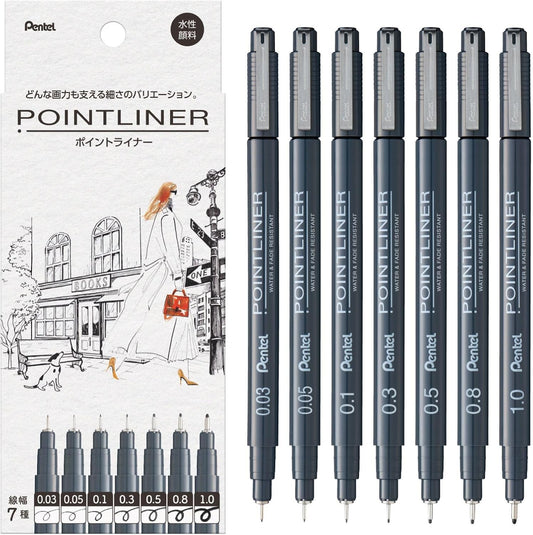 Pentel Pointliner - Set of 7 Marker Pens | Papermind Shop