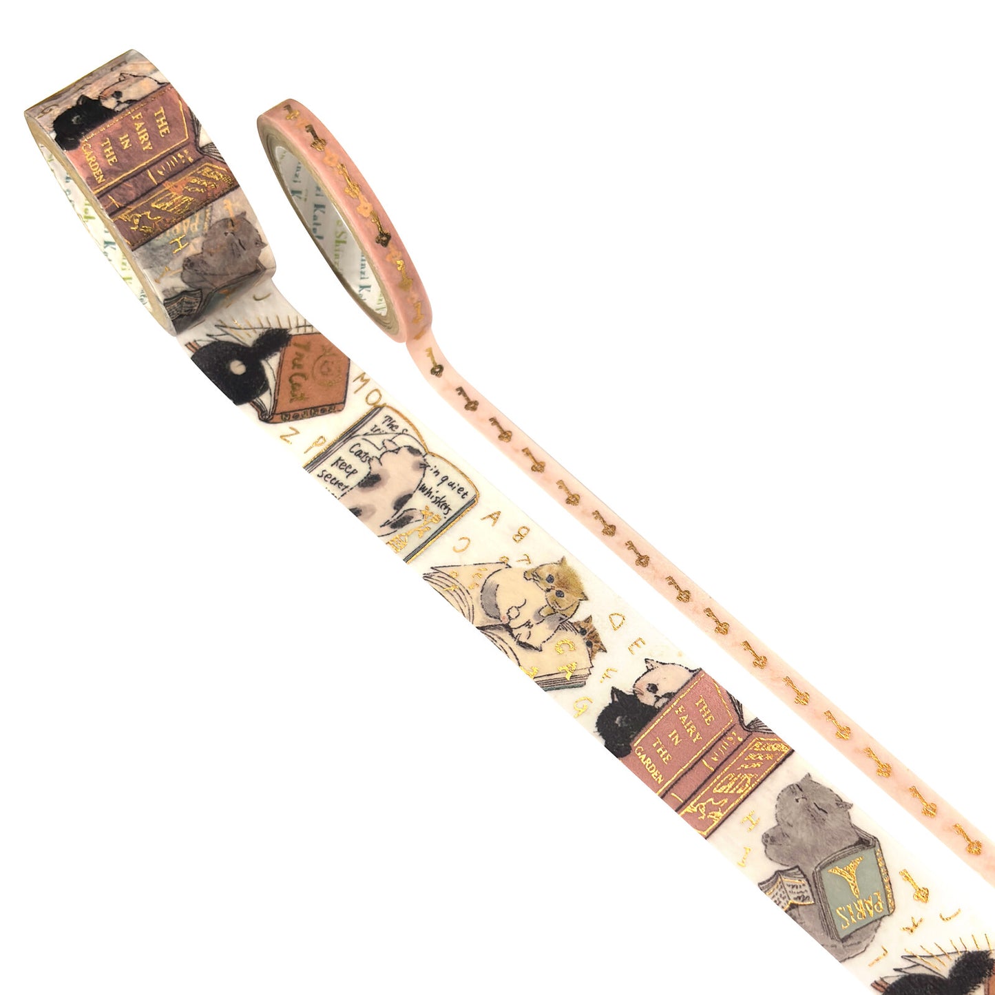 Seal Do Printing 19mm & 5mm Washi Tape Set - My Dear Cats Sparkly Reading
