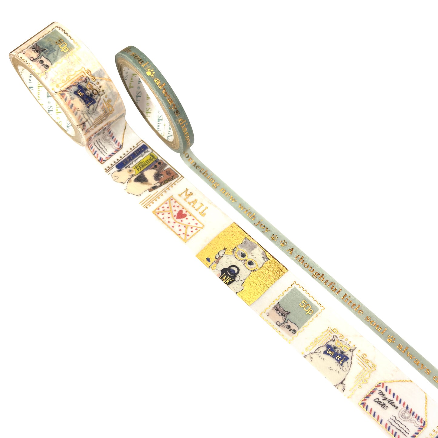 Seal Do Printing 19mm & 5mm Washi Tape Set - My Dear Cats Sparkly Letters