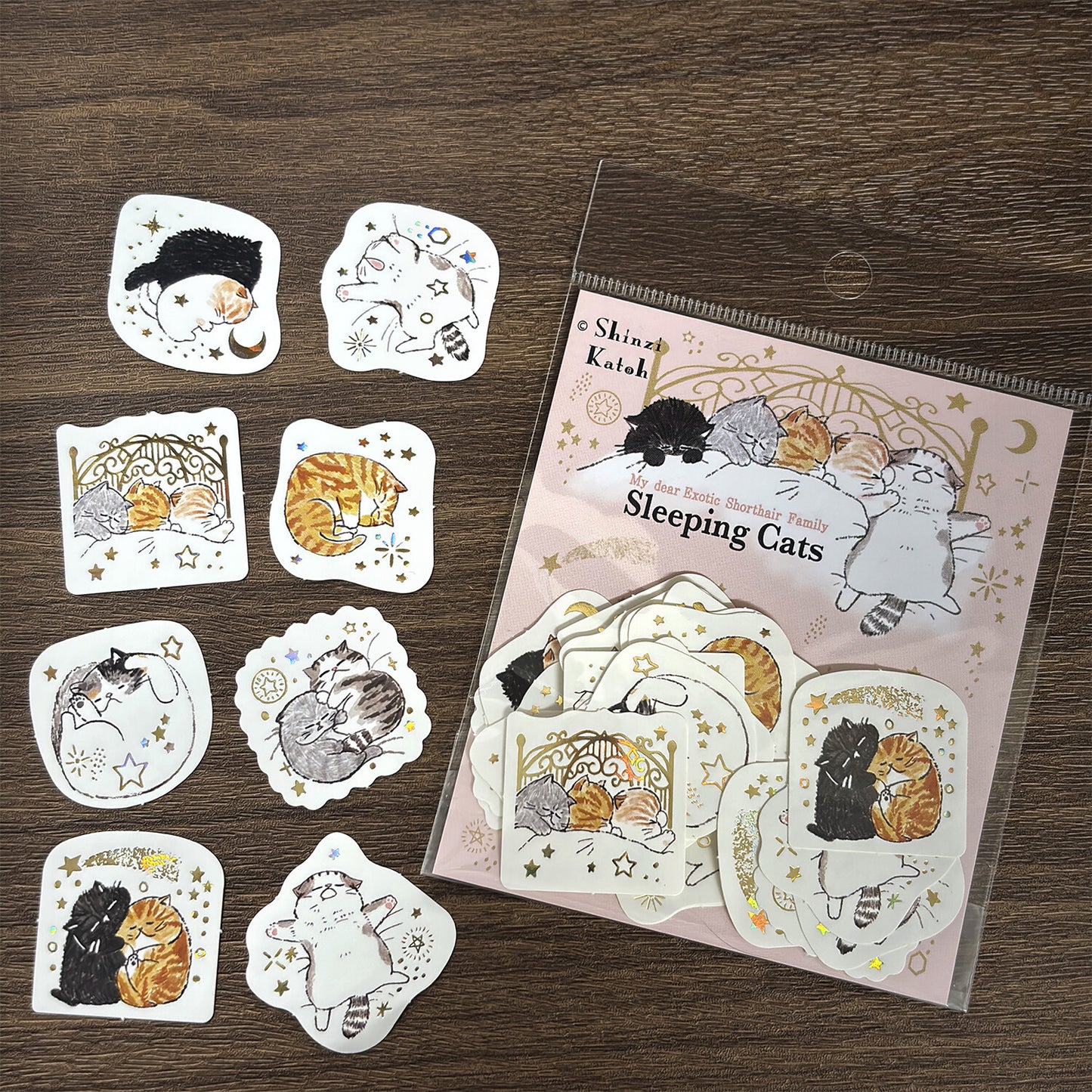 Seal Do Printing Flake Stickers - Sparkling Sleeping Cats