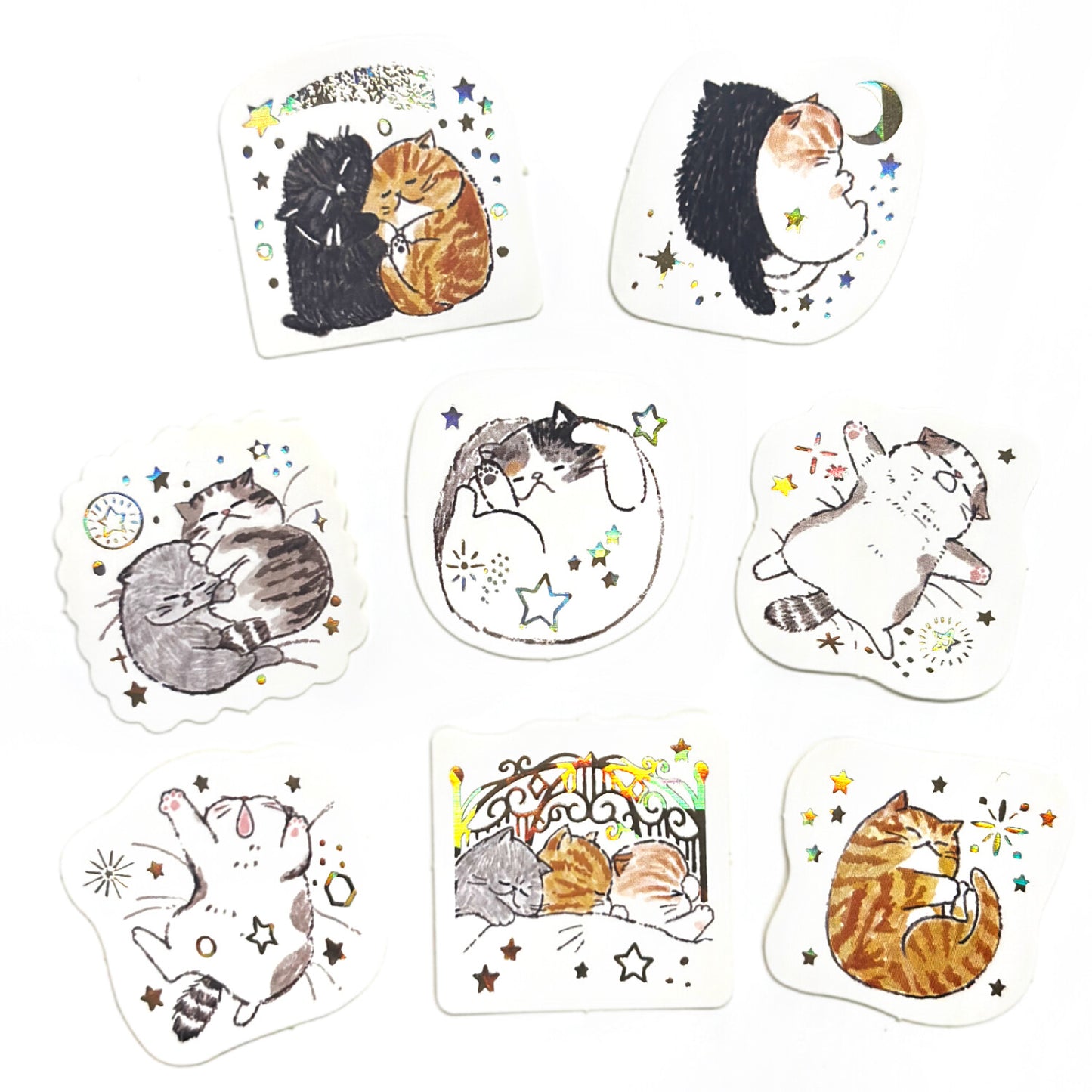 Seal Do Printing Flake Stickers - Sparkling Sleeping Cats