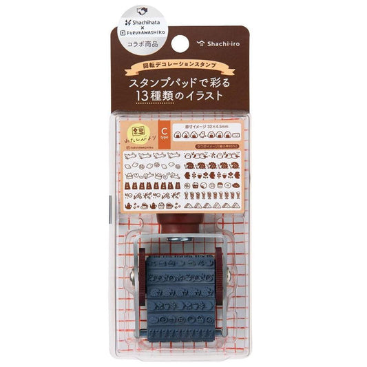Shachihata Rotating Decoration Stamp - Furukawashiko Pattern C | Papermind Shop