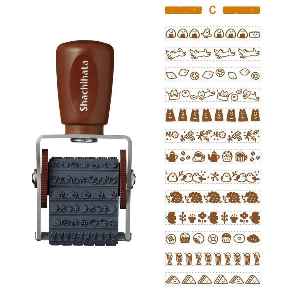 Shachihata Rotating Decoration Stamp - Furukawashiko Pattern C | Papermind Shop