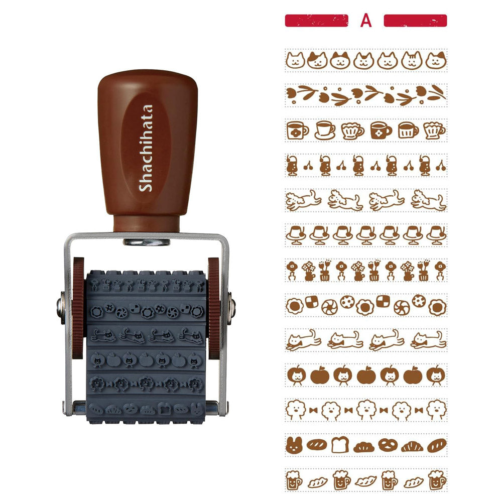 Shachihata Rotating Decoration Stamp - Furukawashiko Pattern A | Papermind Shop