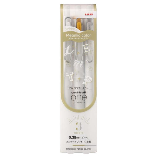 Uni-ball One 0.38mm Creative Color 3-Color Set - White, Gold & Silver | Papermind Shop