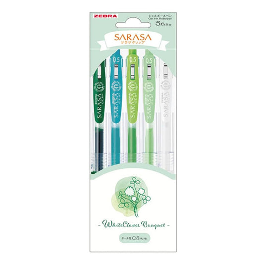 Zebra Sarasa Clip 0.5mm 5 Color Bouquet Set - White Clover