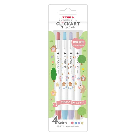 Zebra Clickart Limited Story Book Series Marker Pen 4 Color Set - The Three Little Pigs
