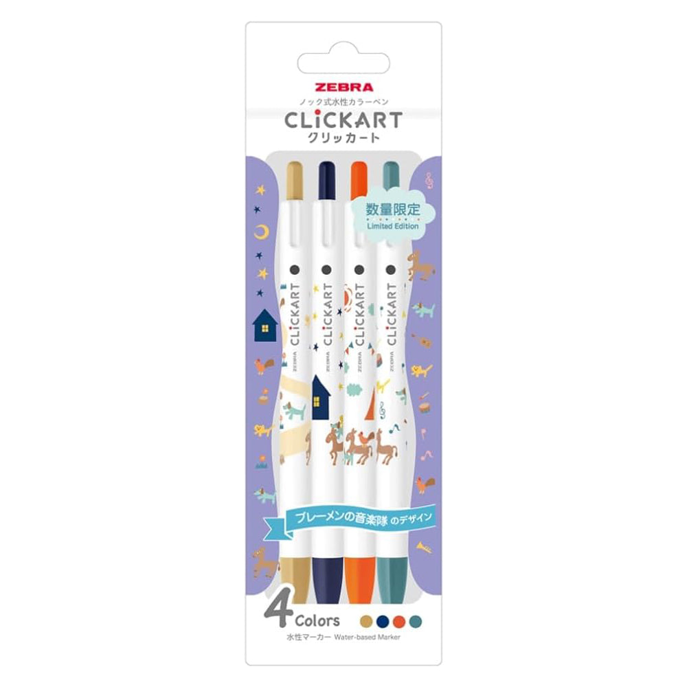 Zebra Clickart Limited Story Book Series Marker Pen 4 Color Set - The Bremen Town Musicians