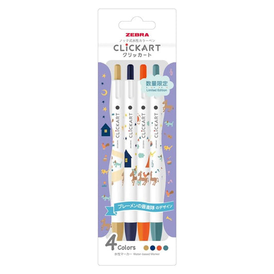 Zebra Clickart Limited Story Book Series Marker Pen 4 Color Set - The Bremen Town Musicians
