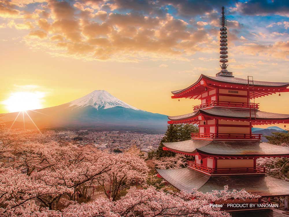 Yanoman Petit Paris Clear Jigsaw Puzzle 150 Pcs - Japanese Scenery Mt.Fuji And Cherry Blossoms | Papermind Stationery
