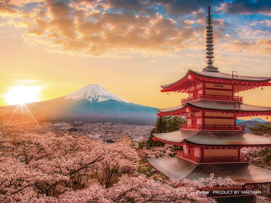 Yanoman Petit Paris Clear Jigsaw Puzzle 150 Pcs - Japanese Scenery Mt.Fuji And Cherry Blossoms | Papermind Stationery