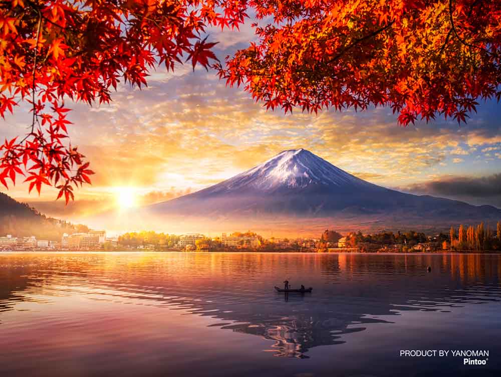Yanoman Petit Paris Clear Jigsaw Puzzle 150 Pcs -  Japanese Scenery Autumn Leaves And Mt. Fuji By The Lake | Papermind Stationery