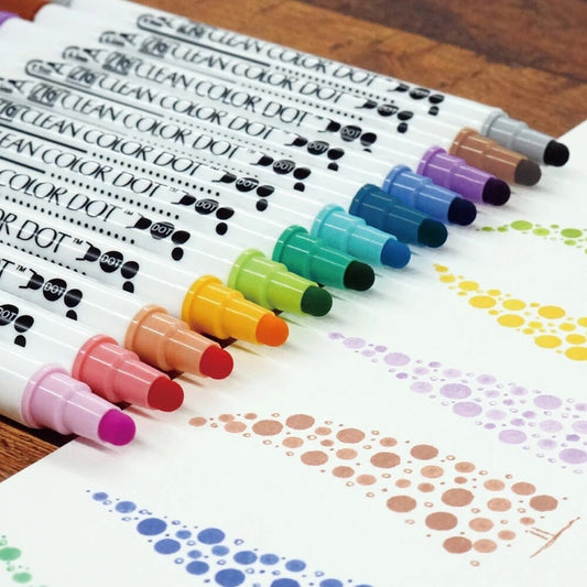 Kuretake Zig Clean Color Dot Dual Tip Marker Pens 12 Color Set